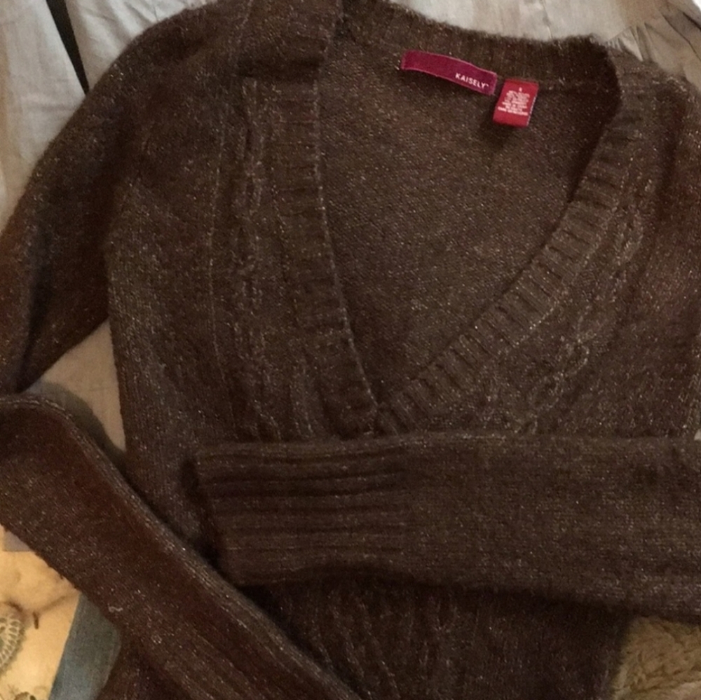 Holiday Sweater Brown/Gold Anthro Brand Kaisely S!